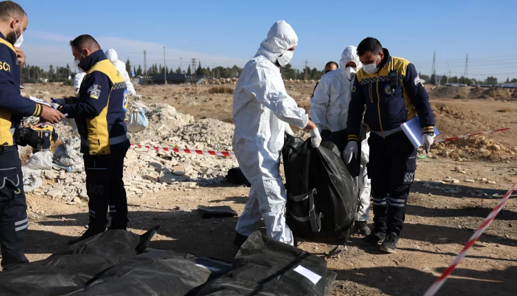 اكتشاف مقبرة جماعية في منطقة تل الصوان شرق مدينة دوما بريف دمشق